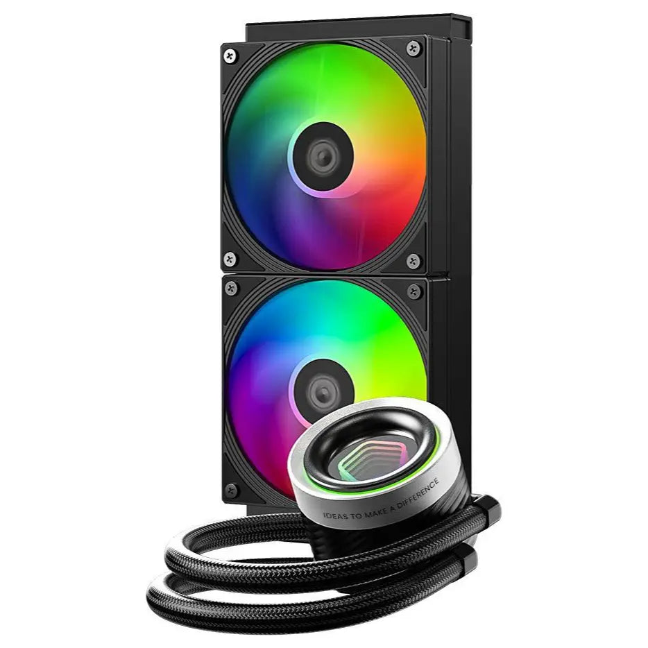 ID-Cooling FX240 INF ARGB AIO 240mm Liquid CPU Cooler, 300W Heat Dissipation, Gen-7 Pump Up To 2900 RPM, Infinity Mirror Pump Design, Black