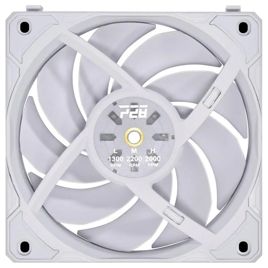 Lian Li Uni Fan P28 120mm PWM, Noise-Optimized Fan, Silent Normal and Performance Modes, Daisy-Chainable Design, Liquid Crystal Polymer Fan Blades, White