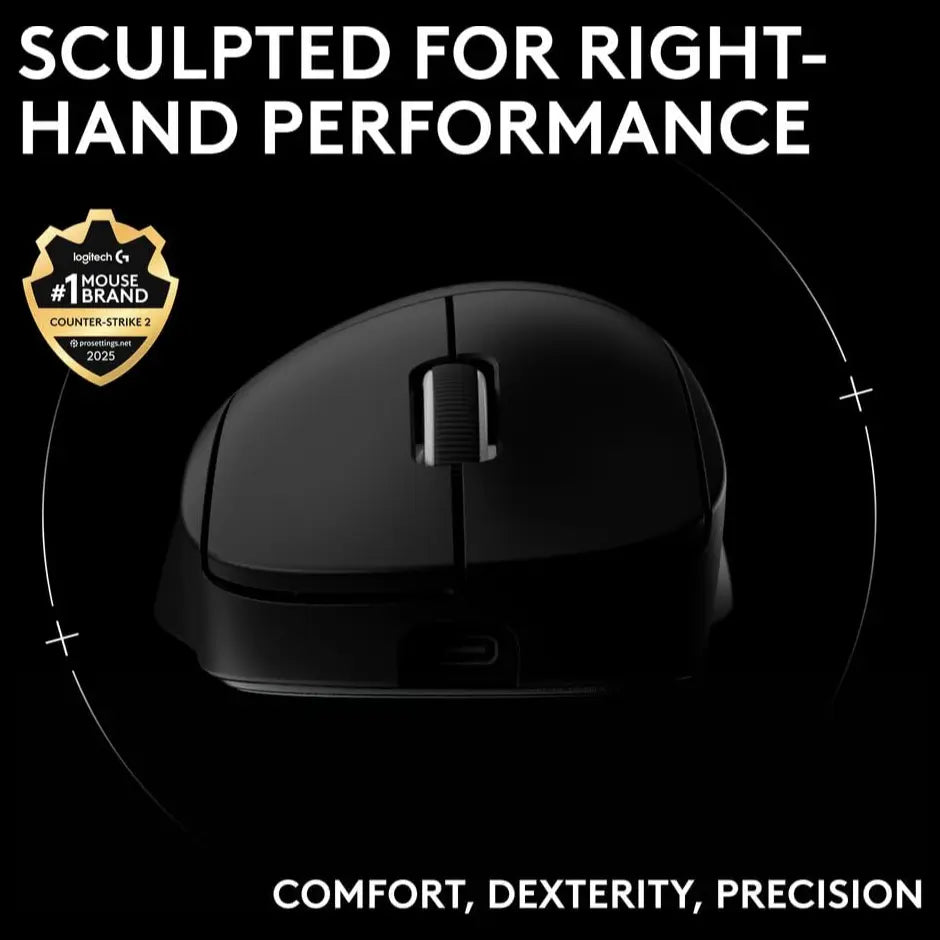 Logitech G PRO X Superlight 2 DEX Lightspeed Wireless Gaming Mouse, 60g Pro-Grade Lightweight Mouse, HERO 2 Sensor Up To 44K DPI, 5 Programmable Buttons, USB-C Charging, Black, 910-007359