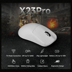 EWEADN X23 Pro Wireless Gaming Mouse, Tri-Mode 2.4G and BT5.0 and USB-C, PAW3395 26000 DPI, 6 Programmable Buttons, 800mAh Rechargeable, 59g Lightweight, White