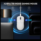EWEADN X23 Pro Wireless Gaming Mouse, Tri-Mode 2.4G and BT5.0 and USB-C, PAW3395 26000 DPI, 6 Programmable Buttons, 800mAh Rechargeable, 59g Lightweight, White