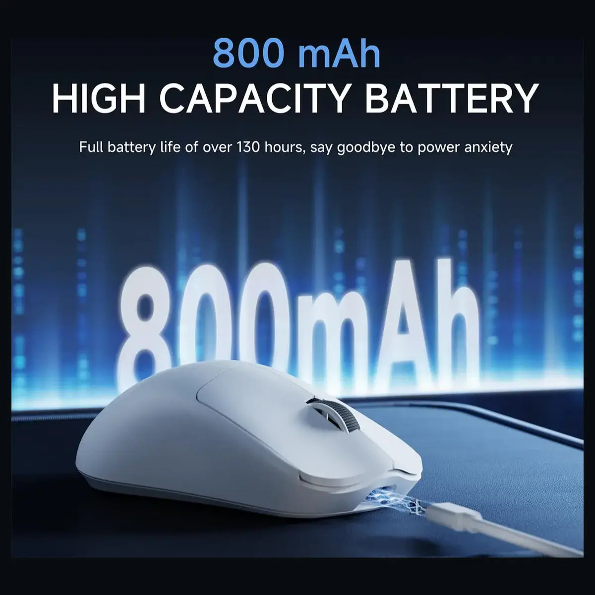 EWEADN X23 Pro Wireless Gaming Mouse, Tri-Mode 2.4G and BT5.0 and USB-C, PAW3395 26000 DPI, 6 Programmable Buttons, 800mAh Rechargeable, 59g Lightweight, White