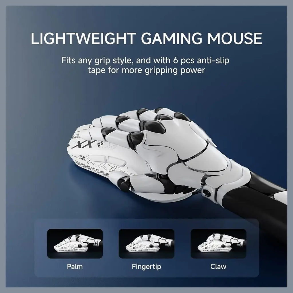EWEADN X23 Pro Wireless Gaming Mouse, Tri-Mode 2.4G and BT5.0 and USB-C, PAW3395 26000 DPI, 6 Programmable Buttons, 800mAh Rechargeable, 59g Lightweight, White