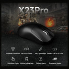 EWEADN X23 Pro Wireless Gaming Mouse, Tri-Mode 2.4G and BT5.0 and USB-C, 12000 DPI, 6 Programmable Buttons, 800mAh Rechargeable, 59g Lightweight, Black