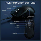 EWEADN X23 Pro Wireless Gaming Mouse, Tri-Mode 2.4G and BT5.0 and USB-C, 12000 DPI, 6 Programmable Buttons, 800mAh Rechargeable, 59g Lightweight, Black
