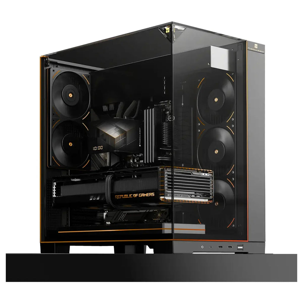 Thermalright A70 ARGB Black ATX Gaming Case, Three-Sided Column-Free Glass, 8 CPU Fan Slots, Four-Way Airflow, Tool-Free Quick Release, Vertical Graphics Card Mounting Anti-Fall, Panoramic Light Strip, 5x ARGB Fans, Black