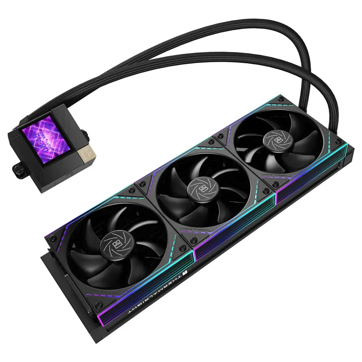 Thermalright Core Matrix 360 Vision ARGB 360mm AIO Liquid CPU Cooler, 2-Inch 320x240 LCD Display, Aluminum Radiator, 3-Pin 5V ARGB, 4-Pin PWM, Black