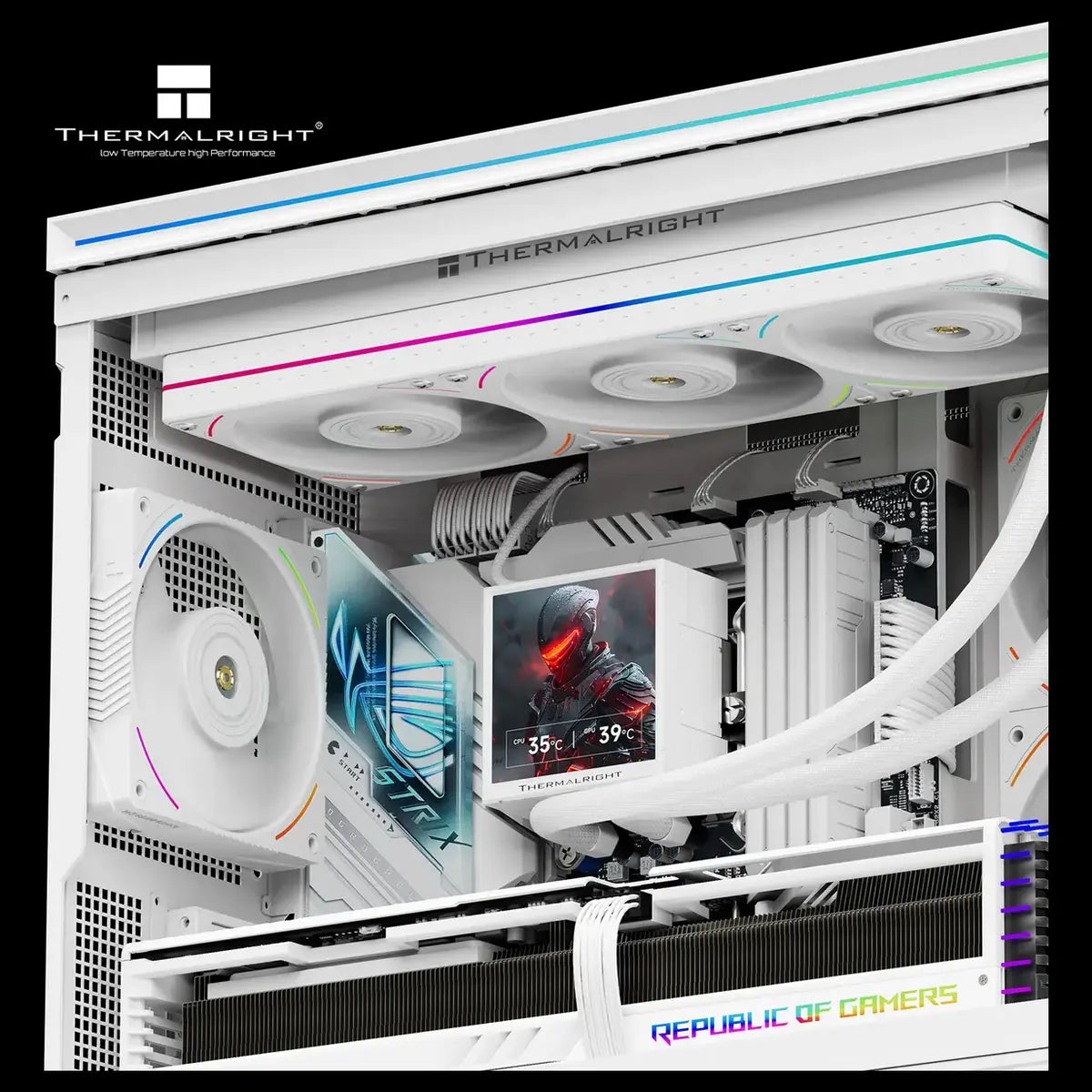 Thermalright Peerless Vision 360 UB ARGB CPU Liquid Cooler, 3.95" 480x480 LCD Square Screen, Wireless Splicing Fans, 360mm Aluminum Radiator, White