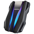 ADATA HD770G External HDD, 2TB, USB 3.2, RGB Lighting, IP68 Waterproof, Dropproof, Dustproof, Patented Port Cover, Black AHD770G-2TU32G1-CBK