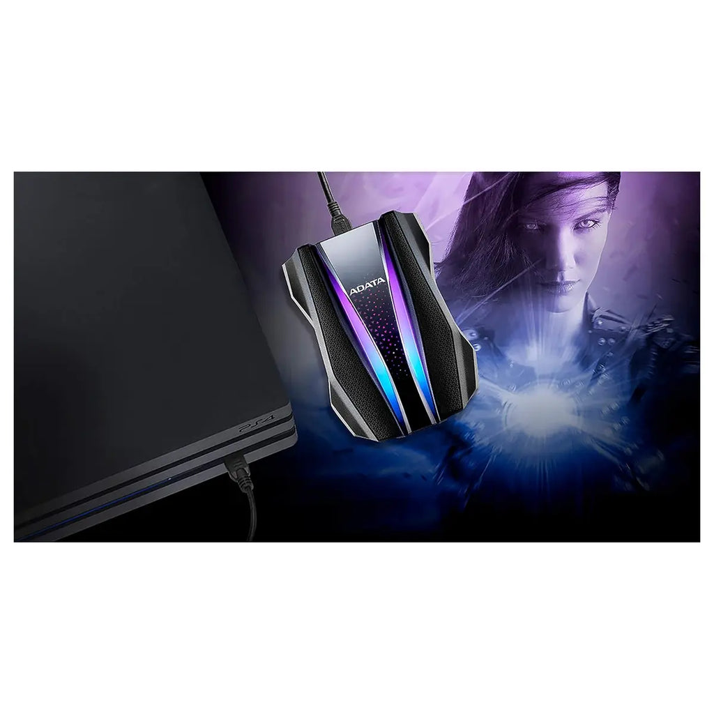ADATA HD770G External HDD, 2TB, USB 3.2, RGB Lighting, IP68 Waterproof, Dropproof, Dustproof, Patented Port Cover, Black AHD770G-2TU32G1-CBK