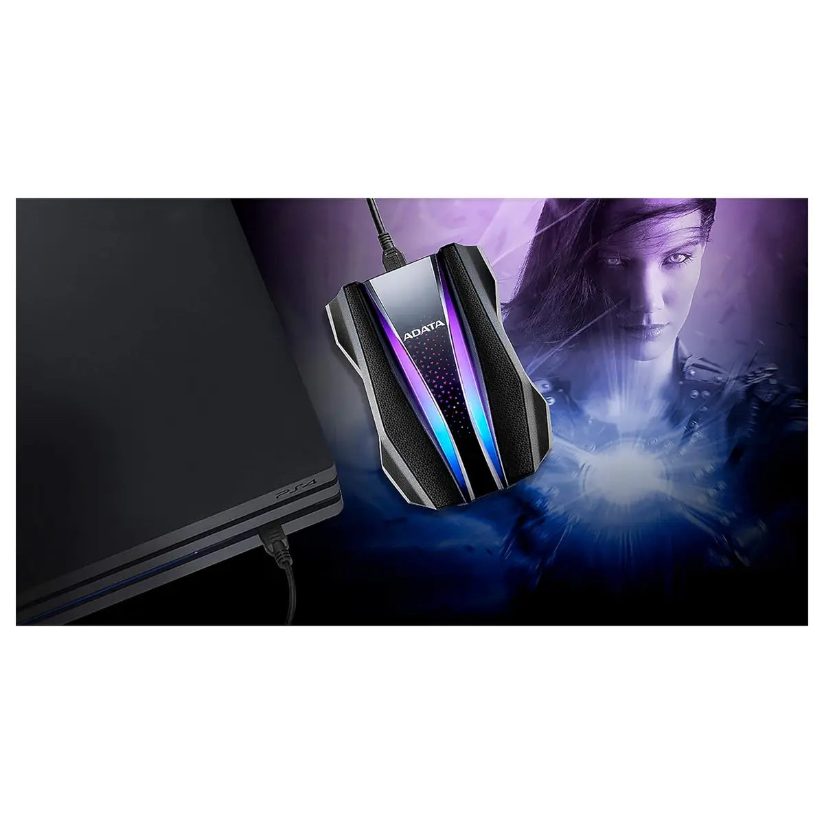 ADATA HD770G External HDD, 2TB, USB 3.2, RGB Lighting, IP68 Waterproof, Dropproof, Dustproof, Patented Port Cover, Black AHD770G-2TU32G1-CBK