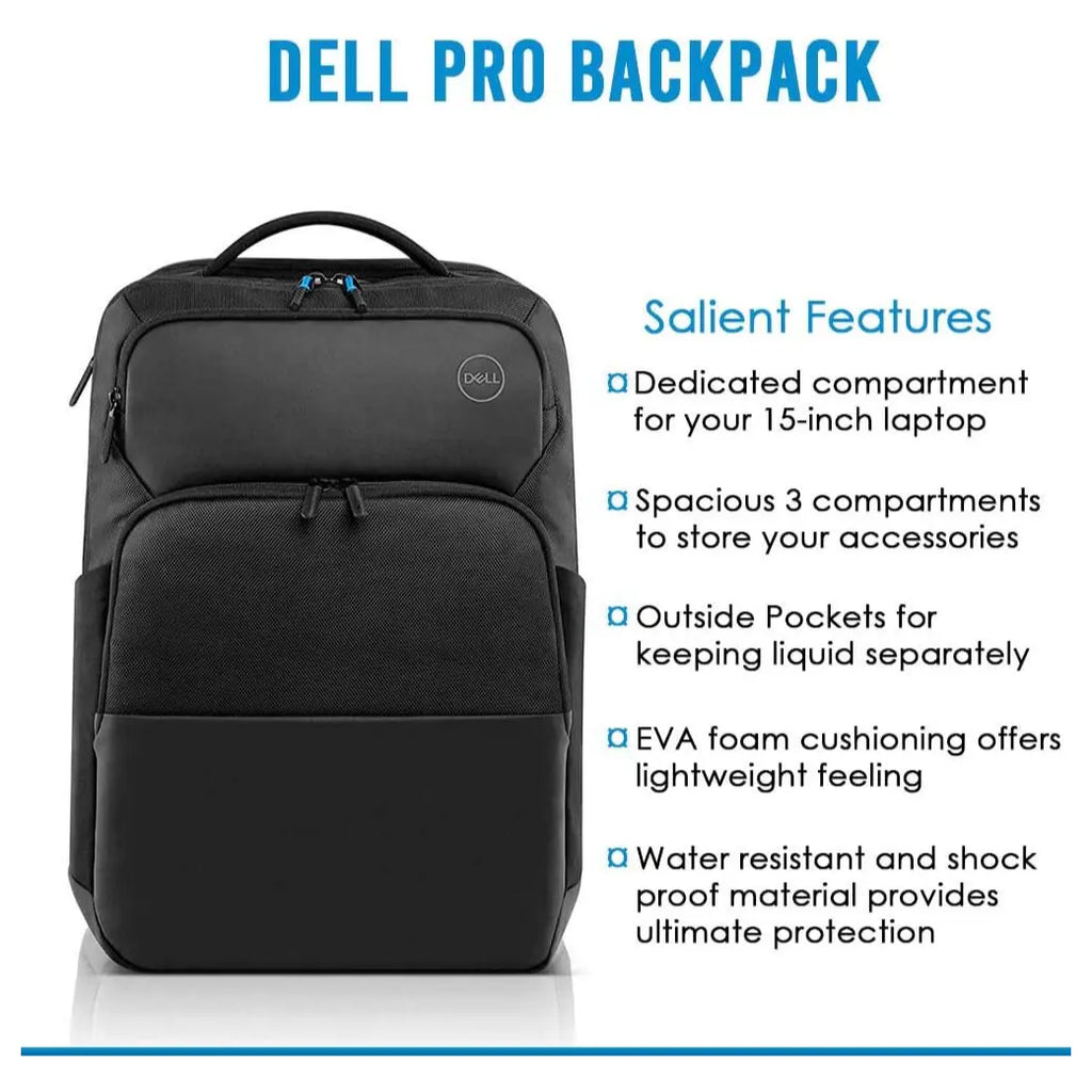 PRO BACKPACK 15 Notebook Carrying Backpack, Fits up to 15.6" Laptops, 1680D Ballistic Polyester, Water-Resistant Shockproof Foam and EVA Padding, Zippered Utility Pocket, Black