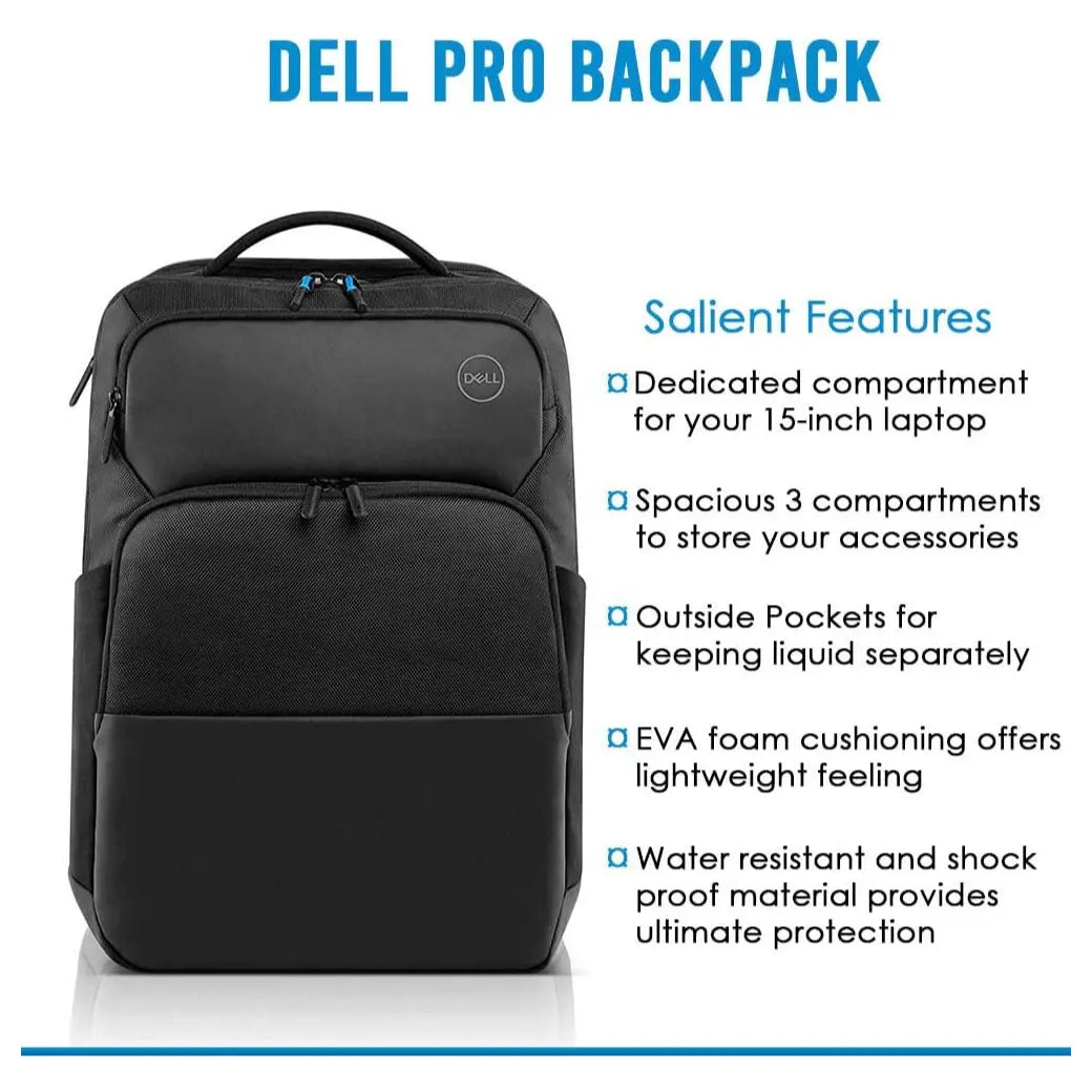PRO BACKPACK 15 Notebook Carrying Backpack, Fits up to 15.6" Laptops, 1680D Ballistic Polyester, Water-Resistant Shockproof Foam and EVA Padding, Zippered Utility Pocket, Black