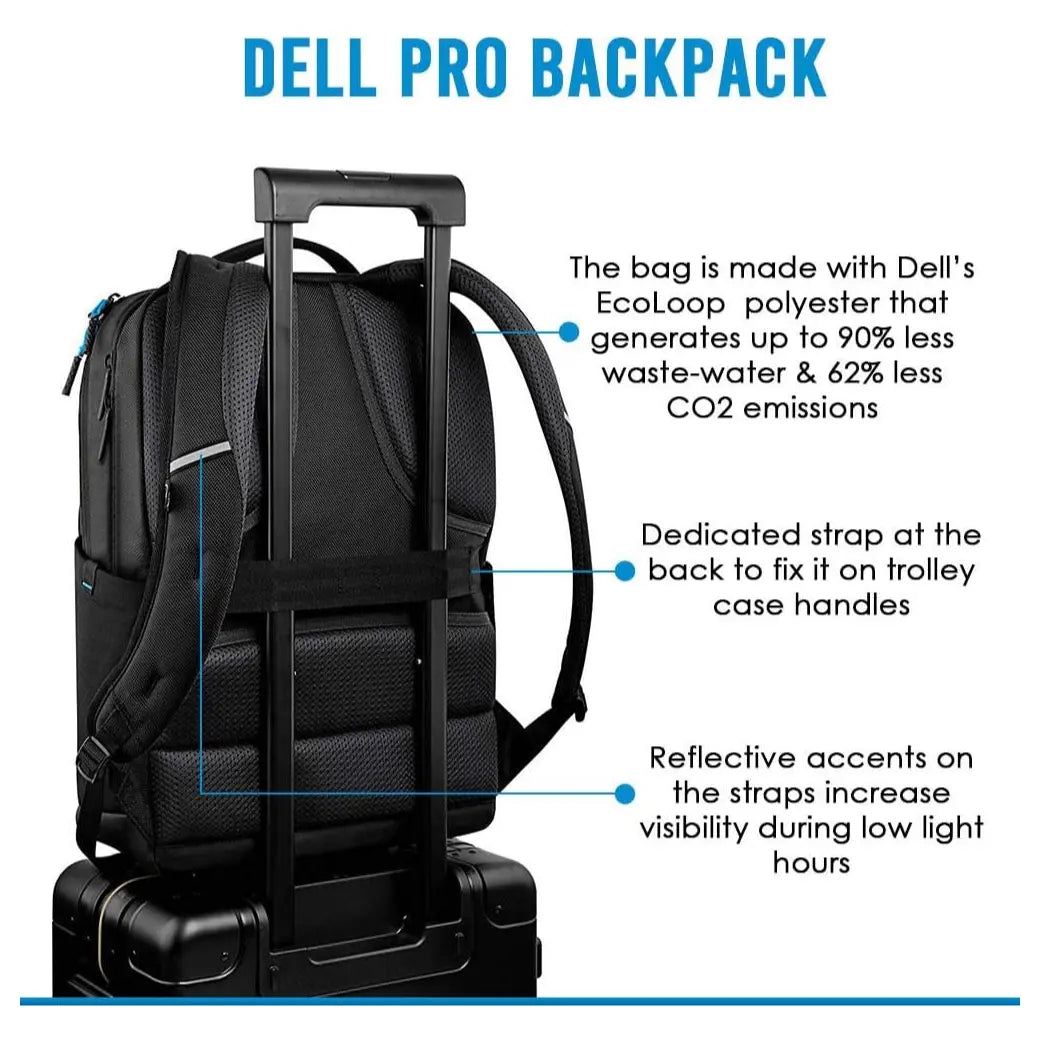 PRO BACKPACK 15 Notebook Carrying Backpack, Fits up to 15.6" Laptops, 1680D Ballistic Polyester, Water-Resistant Shockproof Foam and EVA Padding, Zippered Utility Pocket, Black