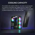 Cougar MX110 RGB Mid Tower ATX Computer Case, 4x120mm Fixed RGB Fans, Up To 240mm AIO Radiator Or 158mm Air Cooler, Up To 305mm GPU, 2x2.5in SSD Plus 2x3.5in HDD