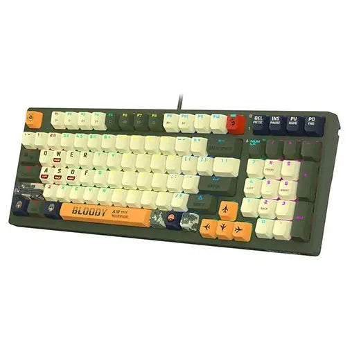 Bloody S98 Aviator Mechanical Gaming Keyboard, 98-Key Layout, BLMS Red Plus Switch, Hot-Swappable, RGB Backlighting, Wired USB