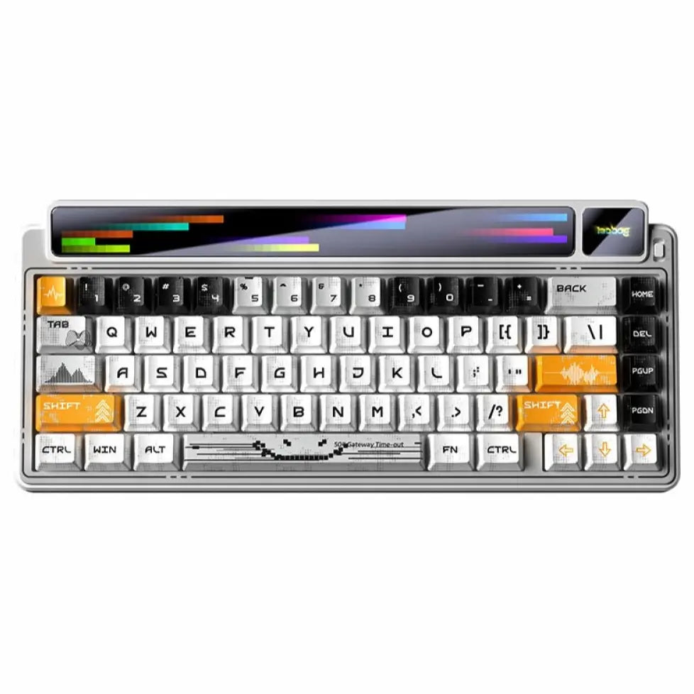 LEOBOG AMG65 Mechanical Gasket Mount Wireless Gaming Keyboard, 65% Layout, Tri-Mode Connectivity, Jasper Hot-Swap Switches, RGB Backlight, LED Smart Dual Screen, White