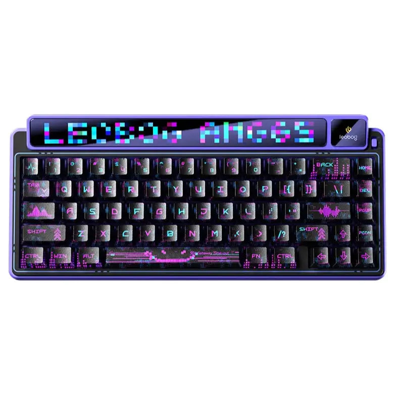 AULA LEOBOG AMG65 Gasket Mechanical Wireless Gaming Keyboard, 65% Hot-Swappable, Tri-Mode Wireless, Linear Jasper Switches, Dot Matrix LED Screen and 1.14 inch Smart Screen, Cyber Star Nights