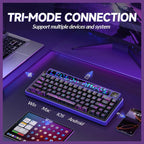 AULA LEOBOG AMG65 Gasket Mechanical Wireless Gaming Keyboard, 65% Hot-Swappable, Tri-Mode Wireless, Linear Jasper Switches, Dot Matrix LED Screen and 1.14 inch Smart Screen, Cyber Star Nights