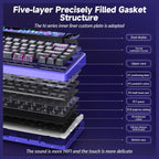 AULA LEOBOG AMG65 Gasket Mechanical Wireless Gaming Keyboard, 65% Hot-Swappable, Tri-Mode Wireless, Linear Jasper Switches, Dot Matrix LED Screen and 1.14 inch Smart Screen, Cyber Star Nights