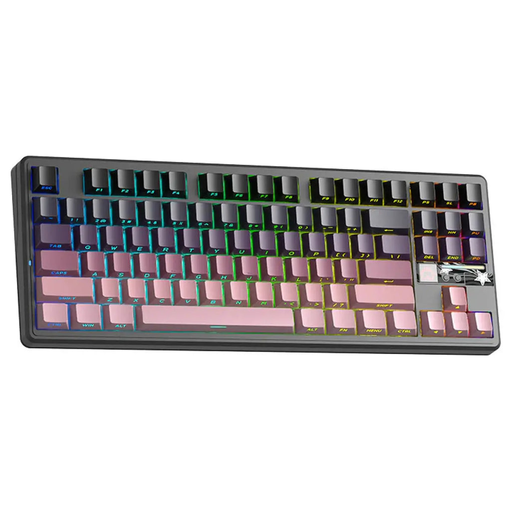 AULA F87 PRO V2 Wireless Mechanical Keyboard, 87 Key TKL Gasket-Mounted, RGB Backlight, Hot-Swappable, Bluetooth 5.0 2.4GHz and USB-C, 10000mAh Battery, 8K Polling Rate, Gradient Black and Pink, X3 Switch