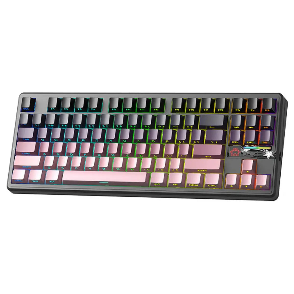 AULA F87 PRO V2 Wireless Mechanical Keyboard, 87 Key TKL Gasket-Mounted, RGB Backlight, Hot-Swappable, Bluetooth 5.0 2.4GHz and USB-C, 10000mAh Battery, 8K Polling Rate, Gradient Black and Pink, X3 Switch
