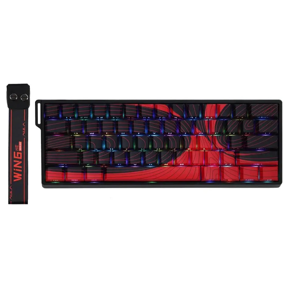 AULA WIN60 HE MAX 60% Wired Mechanical Gaming Keyboard, Hall Effect Magnetic Switches, Hot-Swappable Switches, Adjustable Actuation Point, Rapid Trigger Mode, 8000Hz Polling Rate, RGB Lighting, Black and Red