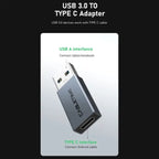 Cabletime USB3.0 A Male to USB Type-C Female OTG Adapter, Up to 5Gbps, 0.1m, Black, CP77G