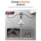 Cabletime GA65W 65W Triple GaN Wall Charger, 2xUSB-C PD and USB-A QC, AC100-240V Universal Input