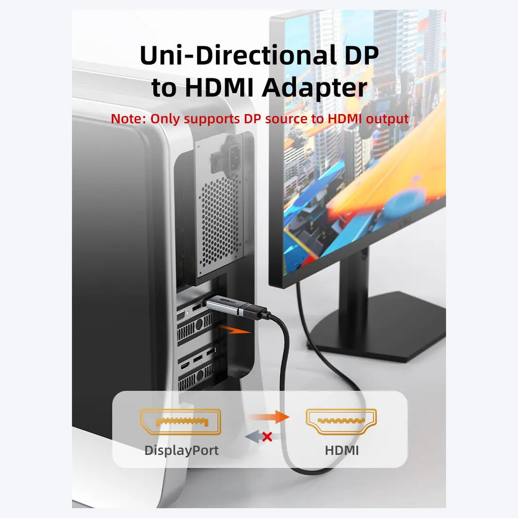 Cabletime 4K DisplayPort DP Male to HDMI Female Adapter, 4K@30Hz, Unidirectional DisplayPort to HDMI Converter, Aluminum Shell, CP22A