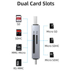 CABLETIME CD40G USB C and USB 3.0 to Micro SD Card Reader, Dual Port USB A and USB C, SD and TF3.0 104Mb/s, Aluminum and ABS