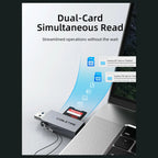 CABLETIME CD40G USB C and USB 3.0 to Micro SD Card Reader, Dual Port USB A and USB C, SD and TF3.0 104Mb/s, Aluminum and ABS