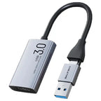 CABLETIME CB65G USB C and A to HDMI Video Capture Card, 4K30Hz Input, 1080P60Hz Output, USB 3.0, Up to 5Gbps, Aluminum Shell and PVC Jacket, CT-ACHC3-AG