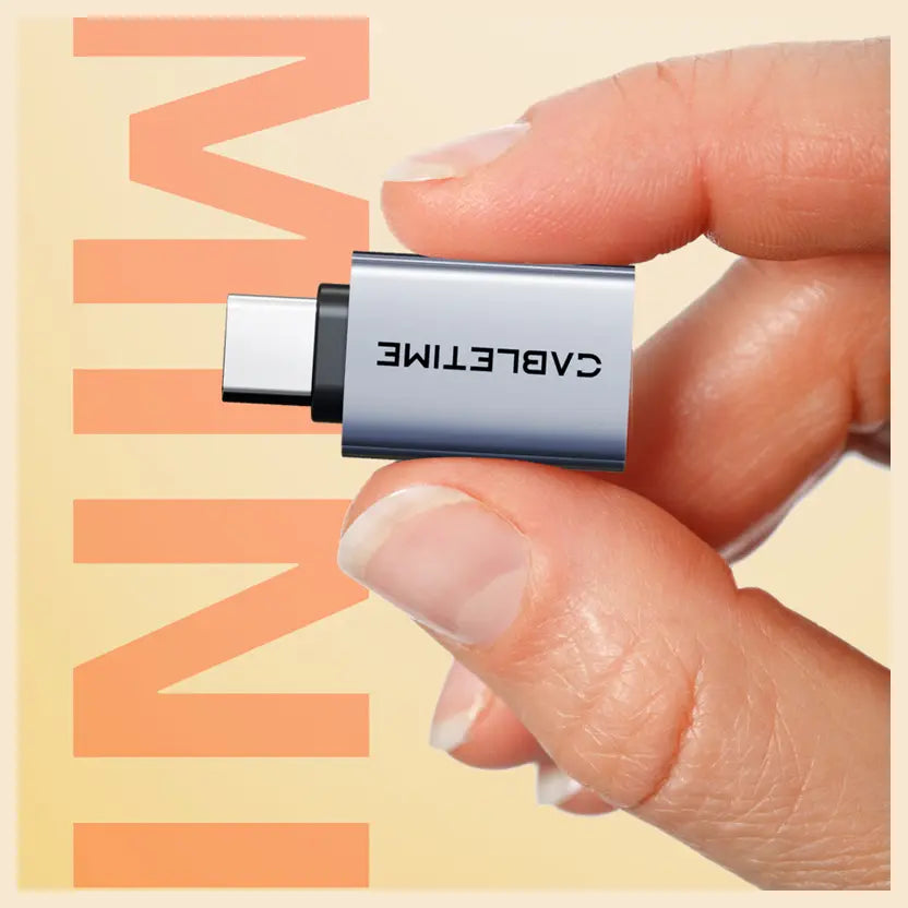 CABLETIME CP81G USB-C Male to USB-A Female OTG Adapter, 10Gbps Data Transfer, 5V3A Max Charging, Aluminum and PVC