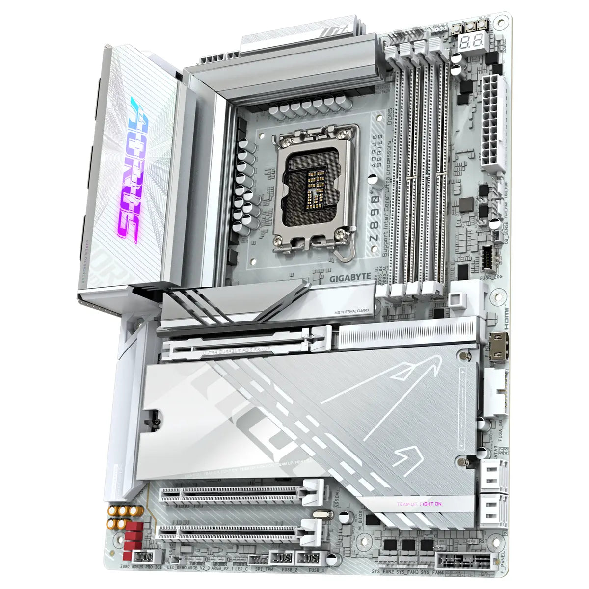 Gigabyte Z890 AORUS PRO ICE Motherboard, Supports Intel Core Ultra Processors Series 2, 16+1+2 Phases VRM, 4x DDR5 XMP, 5x M.2 Including 1x PCIe 5.0 x4, PCIe 5.0 x16, Wi-Fi 7, 5GbE LAN, Dual Thunderbolt 4 Type-C, ICE