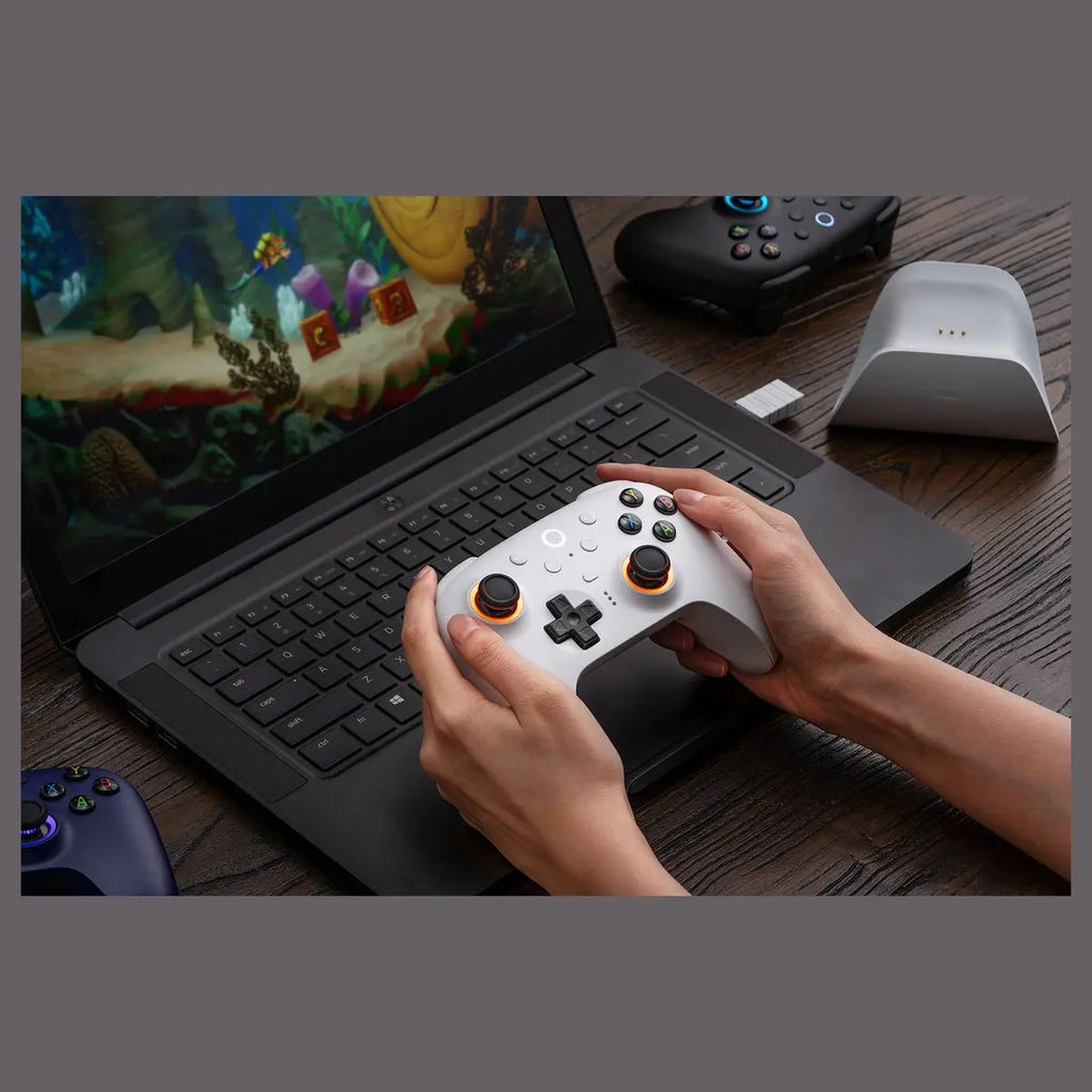 8BitDo Ultimate 2 Wireless Controller, TMR Joysticks, Hall or Tactile Triggers, 1000Hz Polling Rate, 6-Axis Motion Control, White