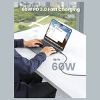 UGREEN 60W USB Type-C Charging Cable, 3A PD 3.0 Fast Charge, USB C to USB C, Up to 480Mbps Data Transfer, 1M, 50997
