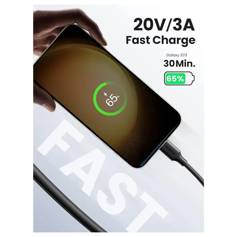 UGREEN 60W USB Type-C Charging Cable, 3A PD 3.0 Fast Charge, USB C to USB C, Up to 480Mbps Data Transfer, 1M, 50997
