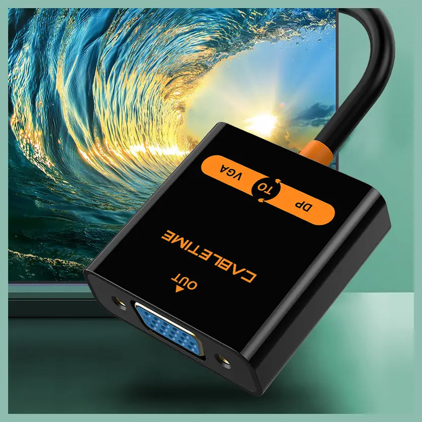 CABLETIME CP25B DisplayPort to VGA Video Converter Adapter, 1080P 60Hz, DP Male to VGA Female, ANX9832 Chipset