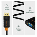 CABLETIME CP25B DisplayPort to VGA Video Converter Adapter, 1080P 60Hz, DP Male to VGA Female, ANX9832 Chipset