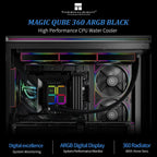 Thermalright Magic QUBE 360 ARGB Liquid CPU Cooler, 397x120x52mm Radiator, 2000RPM Fans, ARGB Digital Display Screen, 4-Pin PWM and 5V 3-Pin ARGB, Black