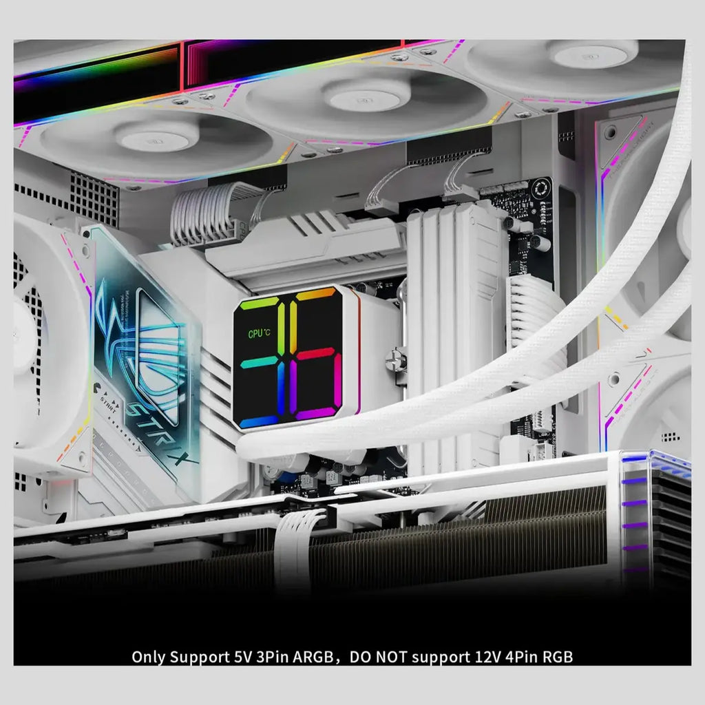 Thermalright Magic QUBE 360 ARGB Liquid CPU Cooler, 360mm Radiator 397x120x52mm, 2000RPM PWM Fans, ARGB Digital Screen, Wireless Splice 3 Fan, White