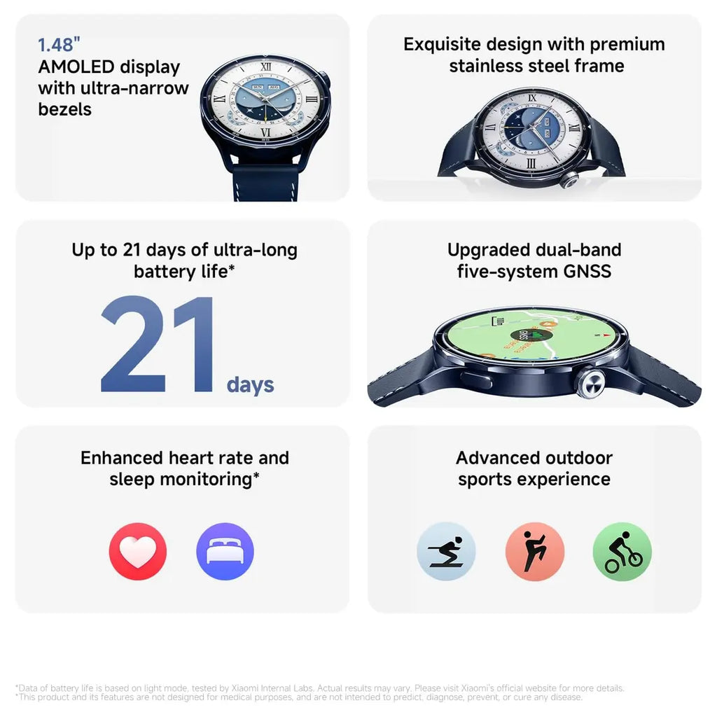 XIAOMI Watch S5 46mm Smartwatch, 1.48" AMOLED 2500 Nits, Up to 21 Days Battery, 150 Plus Sports Modes, Dual-Band GPS, NFC, Heart Rate and Sleep Monitoring, Xiaomi HyperOS, Black