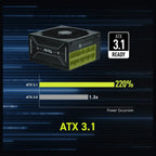 MSI MAG A1000GLS PCIE5 Fully Modular Compact Gaming 1000W Power Supply, 80 Plus Gold Up To 90% Efficiency, ATX 3.1 and PCIe 5.1 Ready, Native Dual-Color 12V-2x6 Cables, Low-Noise