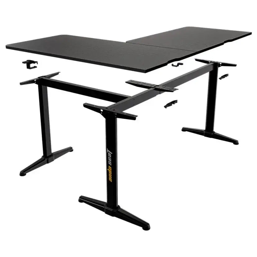 AndaSeat Wind Seeker L-Shaped Gaming Desk, 160x120cm, 75cm Height, 18mm Carbon Fiber Top, 150kg Max Weight, Black