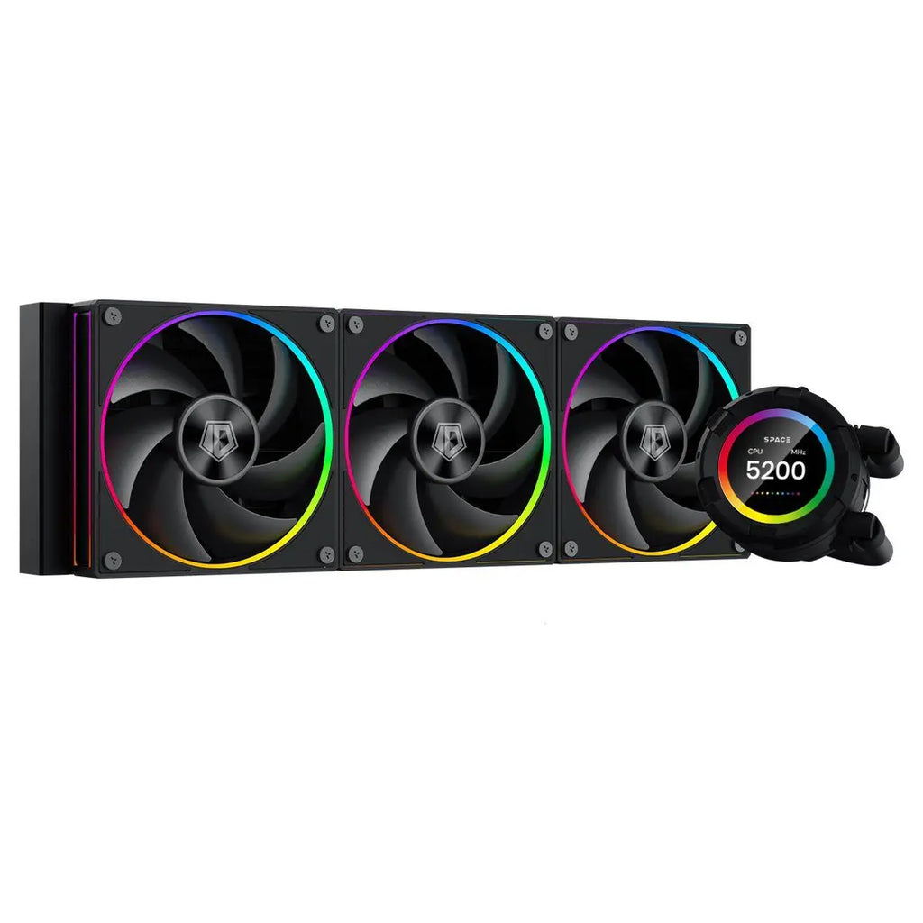 ID-Cooling SL360 V2 LCD ARGB AIO 360mm Liquid CPU Cooler, 2.1" LCD Display, Upgraded Pump Motor, Premium Sleeve Tubing, AF Series ARGB Fans, Black