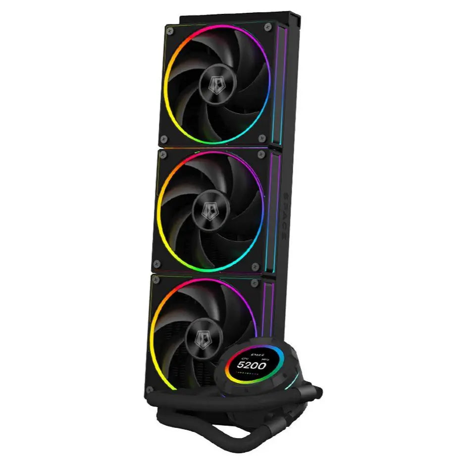 ID-Cooling SL360 V2 LCD ARGB AIO 360mm Liquid CPU Cooler, 2.1" LCD Display, Upgraded Pump Motor, Premium Sleeve Tubing, AF Series ARGB Fans, Black