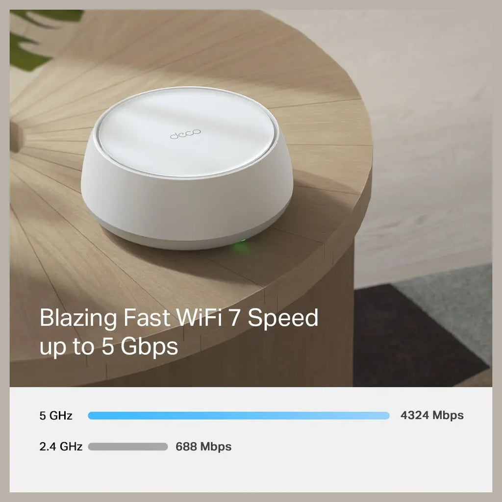 TP-Link Deco BE25 BE5000 Whole Home Mesh WiFi 7 System, Dual-Band WiFi Up to 5Gbps 4324Mbps 5GHz Plus 688Mbps 2.4GHz, 2x 2.5Gbps Ports