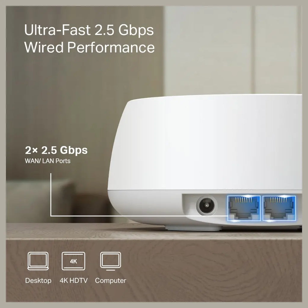 TP-Link Deco BE25 BE5000 Whole Home Mesh WiFi 7 System, Dual-Band WiFi Up to 5Gbps 4324Mbps 5GHz Plus 688Mbps 2.4GHz, 2x 2.5Gbps Ports