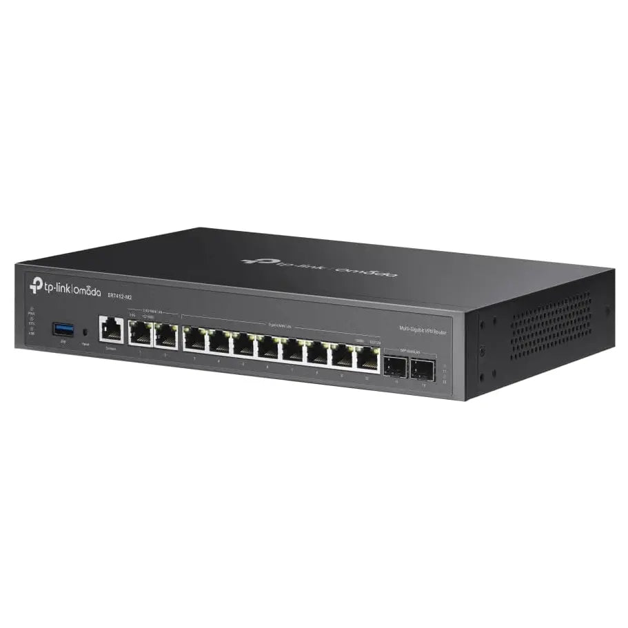TP-Link Omada ER7412-M2 Multi-Gigabit VPN Router, Quad-Core, 2x 2.5G RJ45 WAN/LAN Ports, 10x Gigabit WAN/LAN Ports, 1x USB 3.0 Port